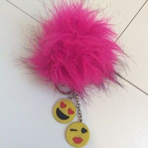 Hot Pink bag Pom Pom accessory